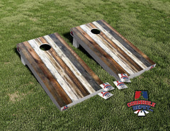 Weathered Wood Cornhole Board Vinyl Wrap Skins Laminated Sticker Set Decal
