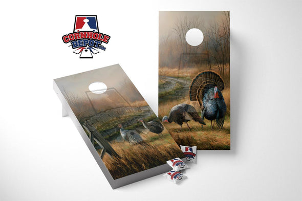 Wild Turkey Hunting Cornhole Board Vinyl Wrap Skins Laminated Sticker Set Decal