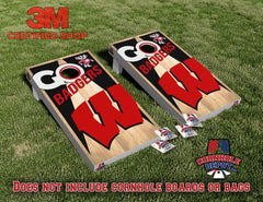 Wisconsin Sports Badgers Wood Cornhole Board Vinyl Wrap Skins Laminated Sticker Set Decal