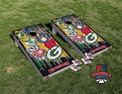 JEFF~10 sets: 1 Neon drinking game, 1 Levin, 1 American flag checkered, 1 Wisconsin mix, 1 Packers, 2 Wisconsin light gray, 2 Wisconsin big letters and 1 Wisconsin skyline Cornhole Board Vinyl Wrap Skins Laminated Sticker Set