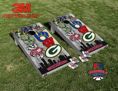 Wisconsin Sports Mashups Skyline Light Cornhole Board Vinyl Wrap Skins Laminated Sticker Set Decal