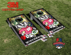 Jeff~ 2 Milwaukee Brewers, 2 Brewers mashup, 2 Wisconsin mash up, 1 Home of the Free and 1 Tito's, 1 Jeff and Shannon 2'x2' and 1 Army Cornhole Board Vinyl Wrap Skins Laminated Sticker Set Decal