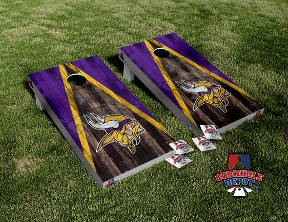 Vikings Minnesota Washed Wood Cornhole Board Vinyl Wrap Laminated Sticker Set Decal