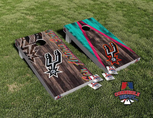 San Antonio Spurs Split Set Cornhole Board Vinyl Wrap Skins Laminated Sticker Decal Set