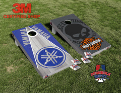 Harley Motorcycles and Yamaha Cornhole Board Vinyl Wrap Skins Laminated Sticker Set Decal