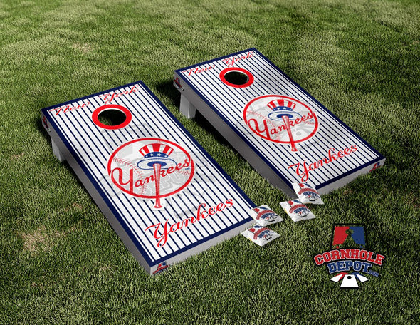 Yankees Striped Cornhole Board Vinyl Wrap Skins Laminated Sticker Set Decal