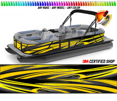 Yellow and Black Zig Zag Lines Graphic Boat Vinyl Wrap Fishing Pontoon Sea Doo Water Sports Watercraft etc.. Boat Wrap Decal
