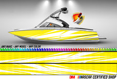 Yellow and White Modern Lines Graphic Vinyl Boat Wrap Decal Fishing Pontoon Sportsman Console  Watercraft etc.. Boat Wrap Decal