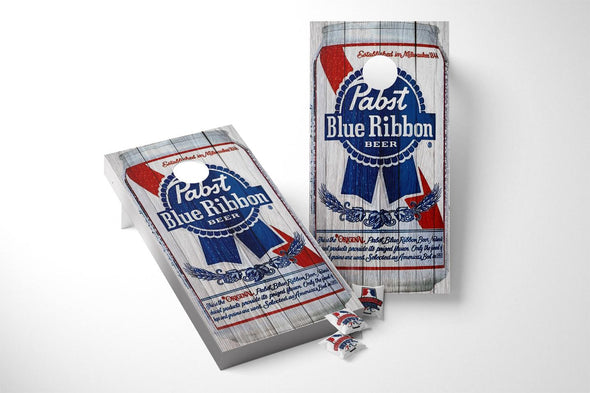 Pabst Flag Blue Ribbon Cornhole Board Vinyl Wrap Skins Laminated Sticker Set Decal