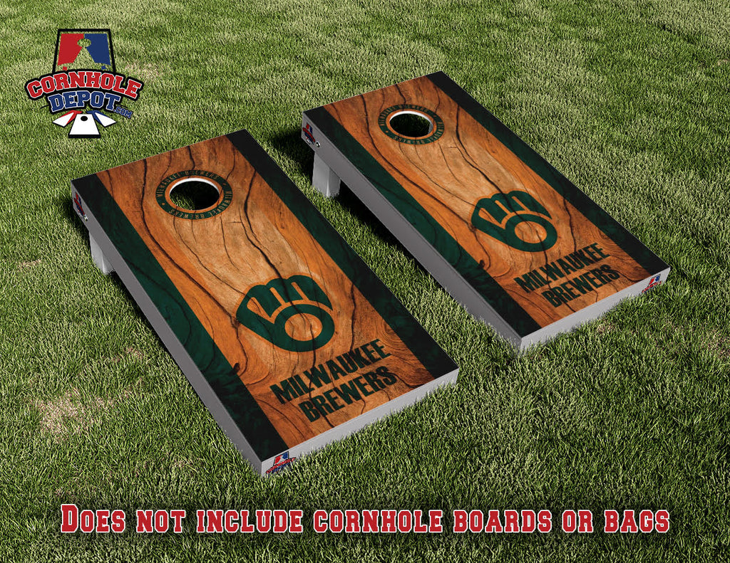 Milwaukee Brewers Glove Wood Cornhole Board Vinyl Wrap Skins Laminated Sticker Set Decal