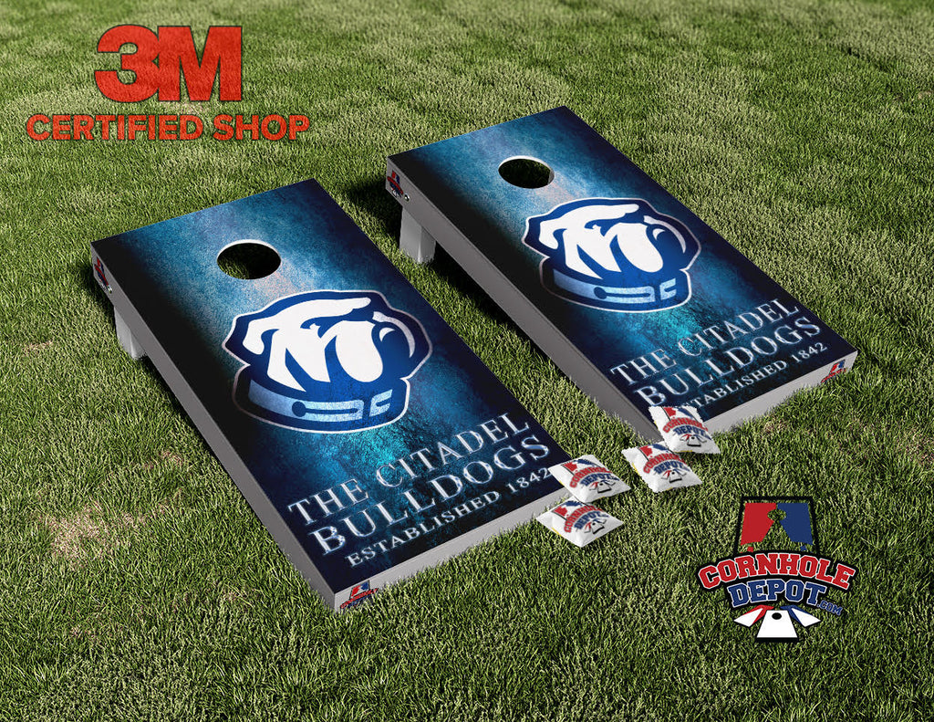 Citadel Bulldogs Cornhole Board Vinyl Wrap Skins Laminated Sticker Decal Set