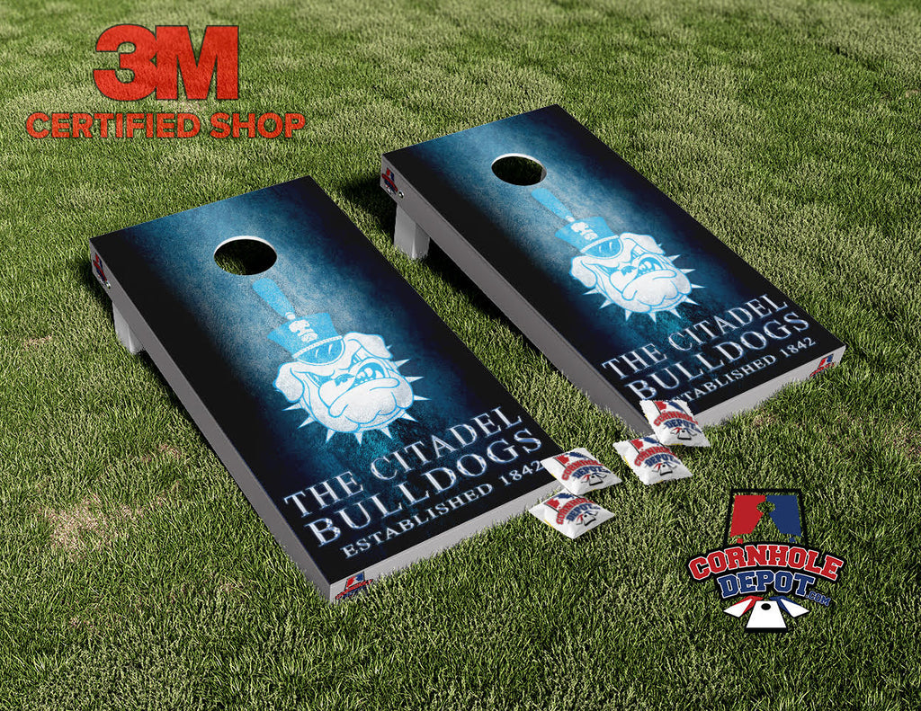 The Citadel Bulldogs Cornhole Board Vinyl Wrap Skins Laminated Sticker Decal Set
