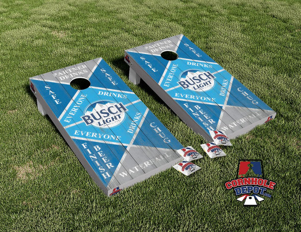Busch Light Drinking Game Light Wood Cornhole Board Vinyl Wrap Laminated Sticker Set Decal