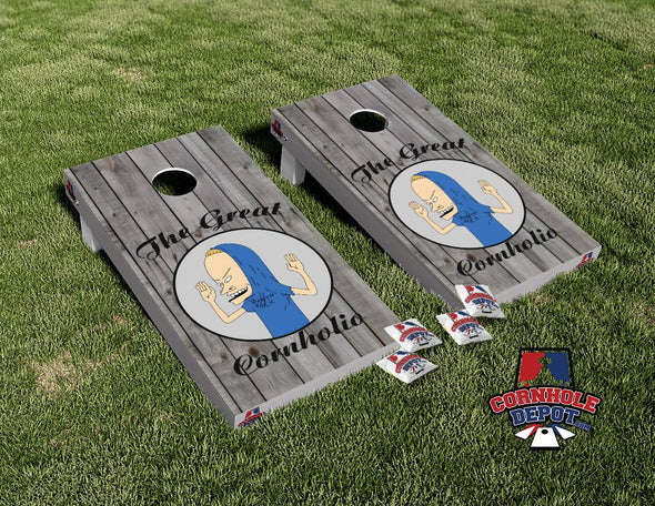 Beavis The Great Cornholio Cornhole Board Vinyl Wrap Skins  Laminated Sticker Set Decal