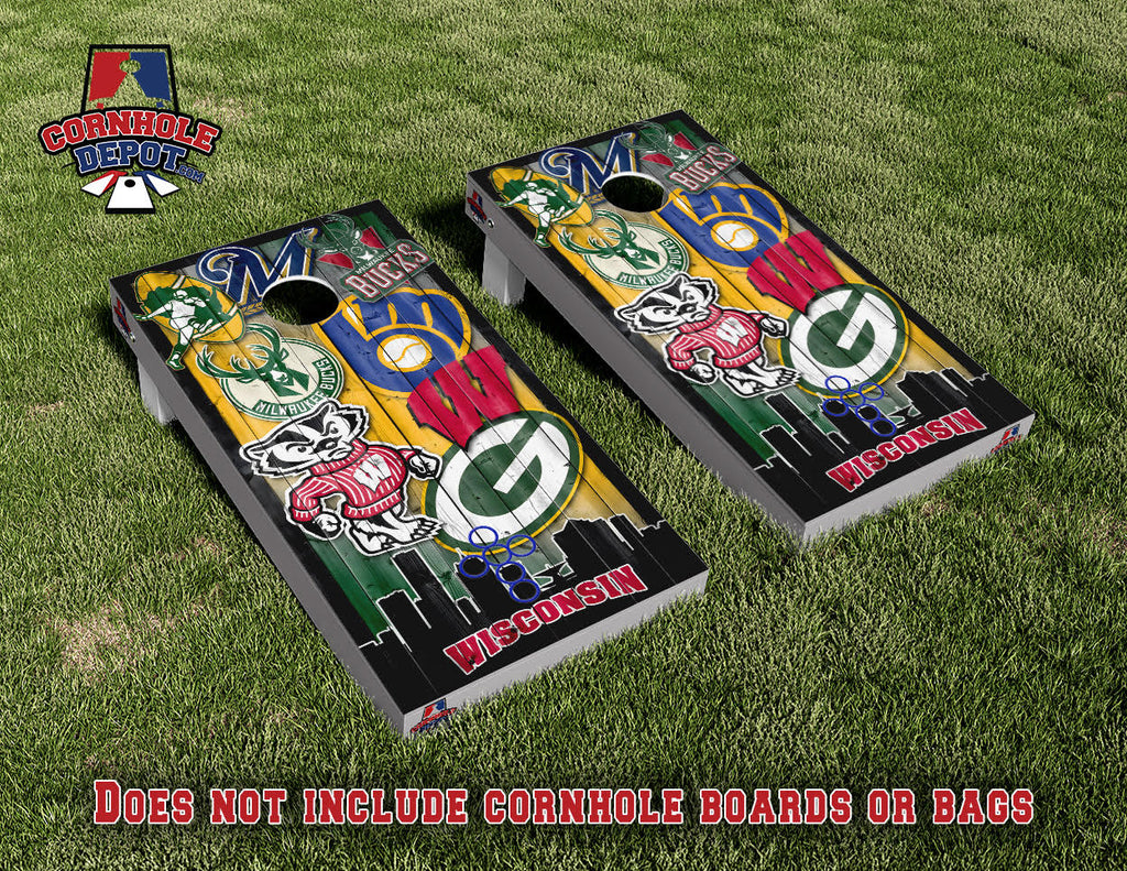 Jeff~ 9 sets: 2 grey Brewers, 2 Wisconsin, 1 Go Brewers, 1 Eagle American flag, 1 Lighthouse, 1 Church, 1 Mashup with cross Cornhole Board Vinyl Wrap Skins Laminated Sticker Set Decal