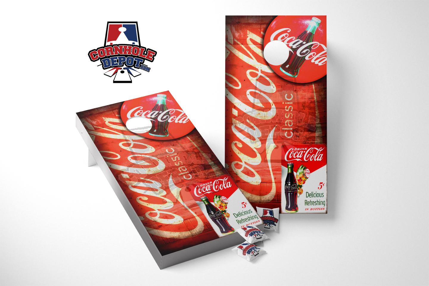 Coke Bootle Wrapper Coca Cola Coke 5 Cent Cornhole Board Vinyl Wrap Skins Laminated Sticke ...