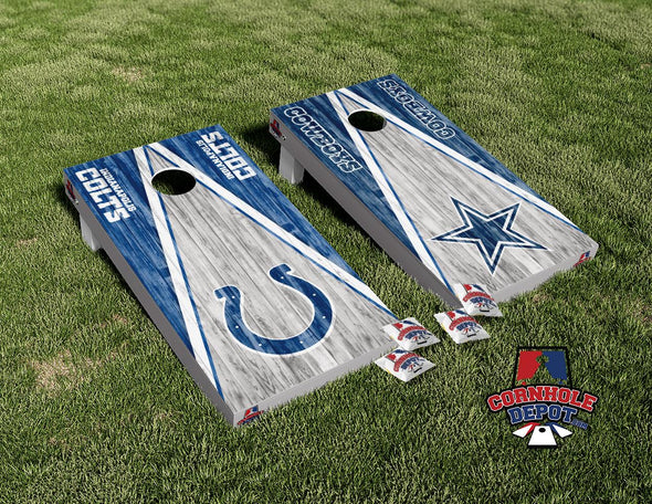 Colts Indianapolis and Cowboys  Washed Split Set Cornhole Board Vinyl Wrap Laminated Sticker Set Decal
