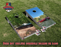 Dale~ Corvette Cornhole Board Vinyl Wrap Laminated Sticker Set Decal