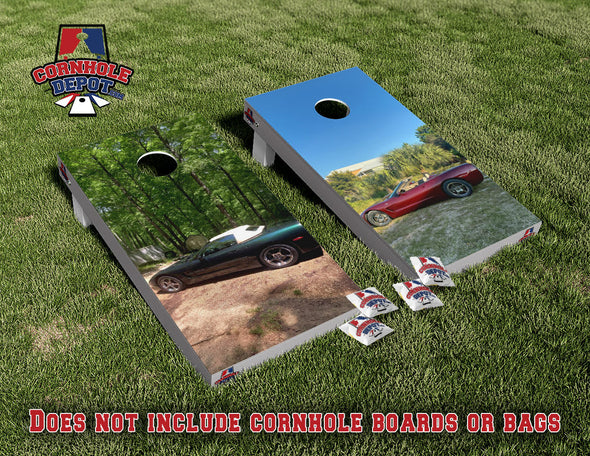 Corvette Cars Cornhole Board Vinyl Wrap Laminated Sticker Set Decal