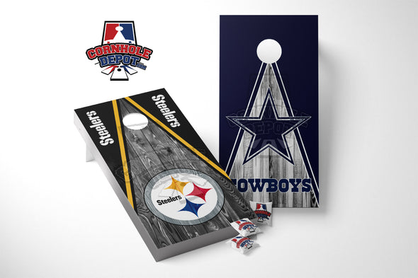 Dallas Cowboys and Steelers Split Set Boards Cornhole  Board Vinyl Wrap Laminated Sticker Set Decal