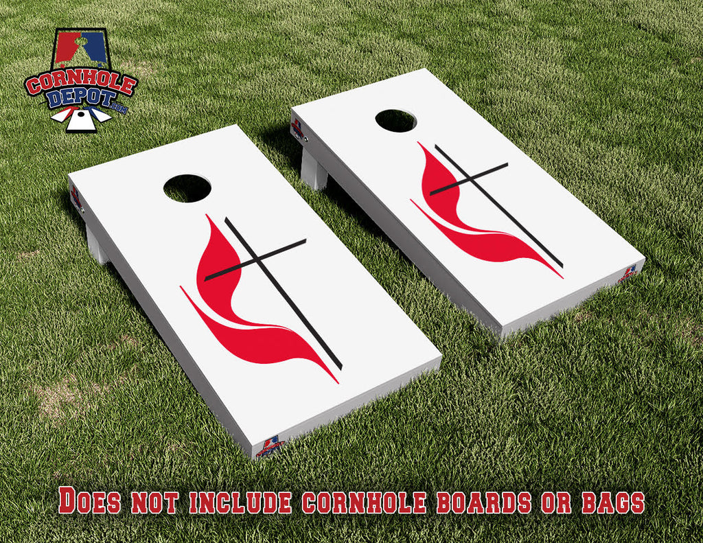 Methodist Cross Cornhole Board Vinyl Wrap Laminated Sticker Set Decal