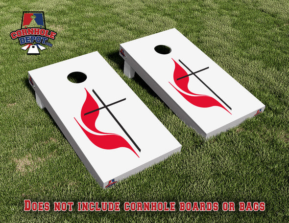 Methodist Cross Cornhole Board Vinyl Wrap Laminated Sticker Set Decal