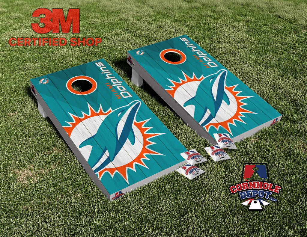 Miami Dolphins Cornhole Board Vinyl Wrap Skins Laminated Sticker Set Decal