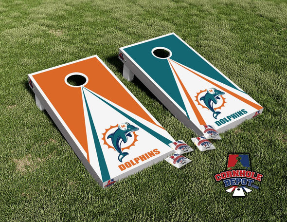 Miami Dolphins Triangle Cornhole Board Vinyl Wrap Skins Laminated Sticker Set Decal