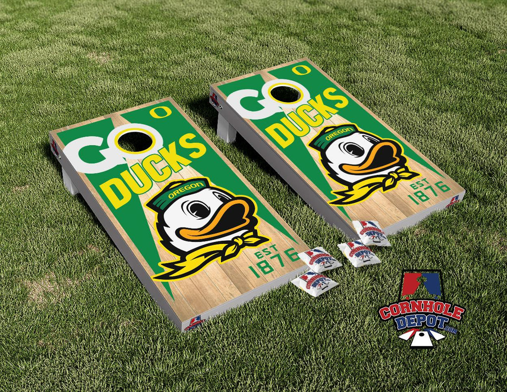 Oregon Ducks Go Ducks Cornhole Board Vinyl Wrap Skins Laminated Sticker Set Decal