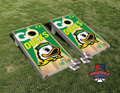Oregon Ducks Go Ducks Cornhole Board Vinyl Wrap Skins Laminated Sticker Set Decal