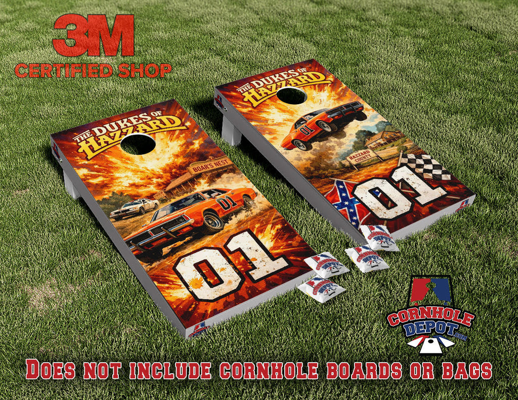 Dukes General Lee Cornhole Board Vinyl Wraps Laminated Sticker Set Decal
