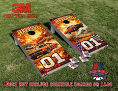 Dukes General Lee Cornhole Board Vinyl Wraps Laminated Sticker Set Decal