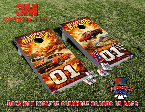 Dukes General Lee Cornhole Board Vinyl Wraps Laminated Sticker Set Decal