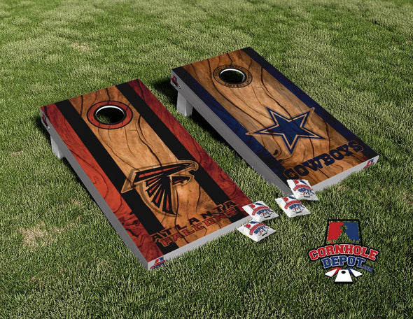 Atlanta Falcons and Cowboys Split Set Cornhole Board Vinyl Wrap Skins Laminated Sticker Set Decal