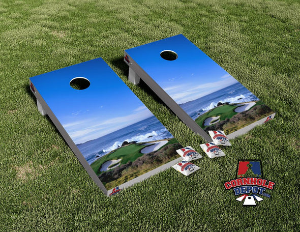 Golf Course Ocean Cornhole Board Vinyl Wrap Skins Laminated Sticker Set Decal
