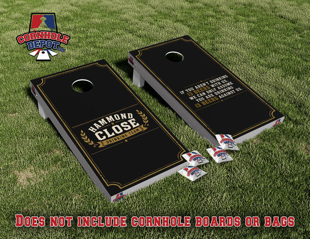 Baylee~  1 Hammond Close Cornhole Board Vinyl Wrap Laminated Sticker Set Decal