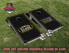 Baylee~  1 Hammond Close Cornhole Board Vinyl Wrap Laminated Sticker Set Decal