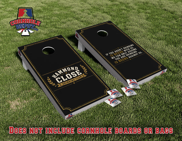 Baylee~  1 Hammond Close Cornhole Board Vinyl Wrap Laminated Sticker Set Decal