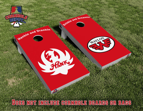 1 Hank/Waylon Split Set Cornhole Board Vinyl Wrap Skins Laminated Sticker Set Cornhole Board Vinyl Wrap Skins Laminated Sticker Set