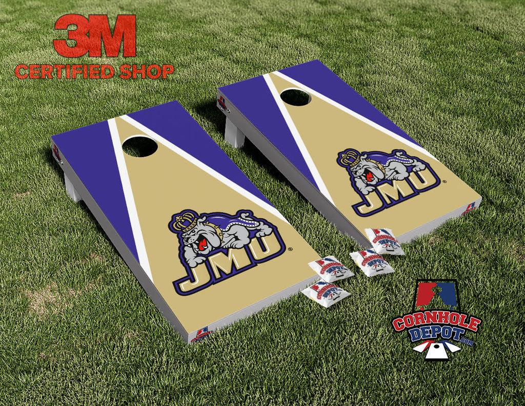 JMU James Madison Bulldog Cornhole Board Vinyl Wrap Skins Laminated Sticker Set Decal