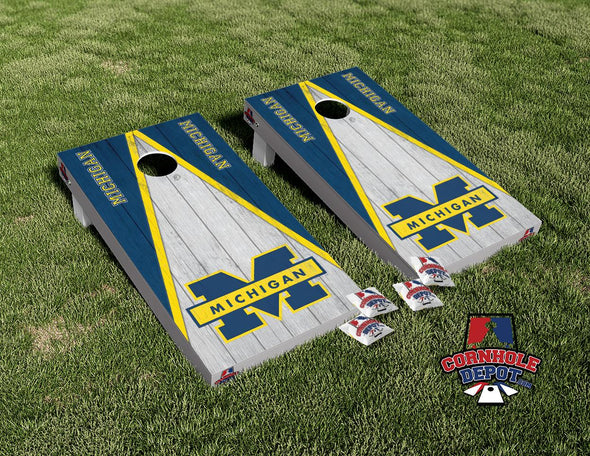 Michigan Wolverines Washed Cornhole Board Vinyl Wrap Skins Laminated Sticker Set Decal
