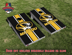 Mizzou Tigers Missouri Black and Yellow Cornhole Board Vinyl Wrap Skins Laminated Sticker Set