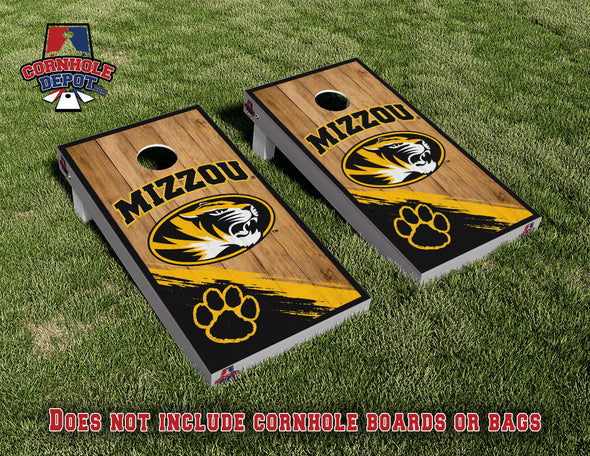 Mizzou Tigers Missouri Wood Cornhole Board Vinyl Wrap Skins Laminated Sticker Set