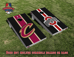 Ohio State and Cavaliers Split Set Cornhole Board Vinyl Wrap Skins Laminated Sticker Set