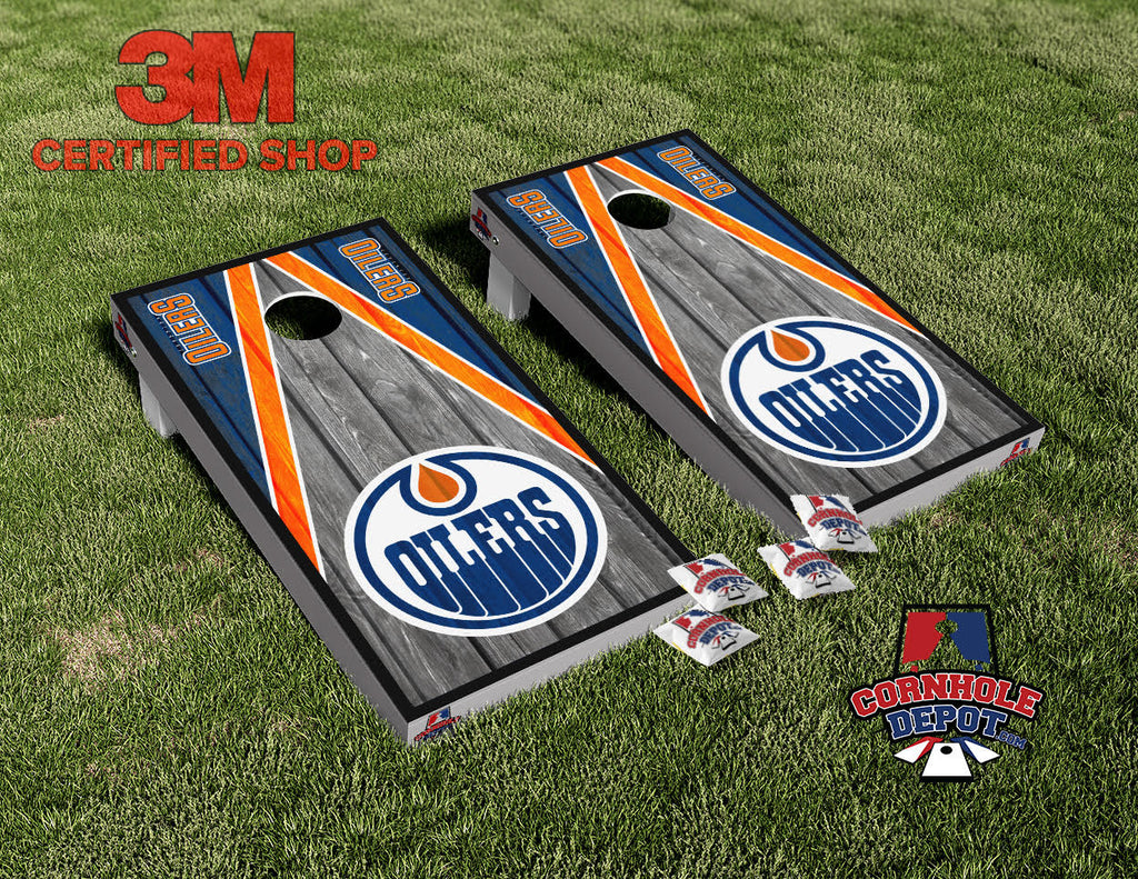 Oilers Cornhole Board Vinyl Wrap Skins Laminated Sticker Set Decal