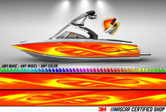 Orange Wavy Graphic Boat Vinyl Wrap Decal Fishing Bass Pontoon Decal Sportsman Boat All Boats Decal