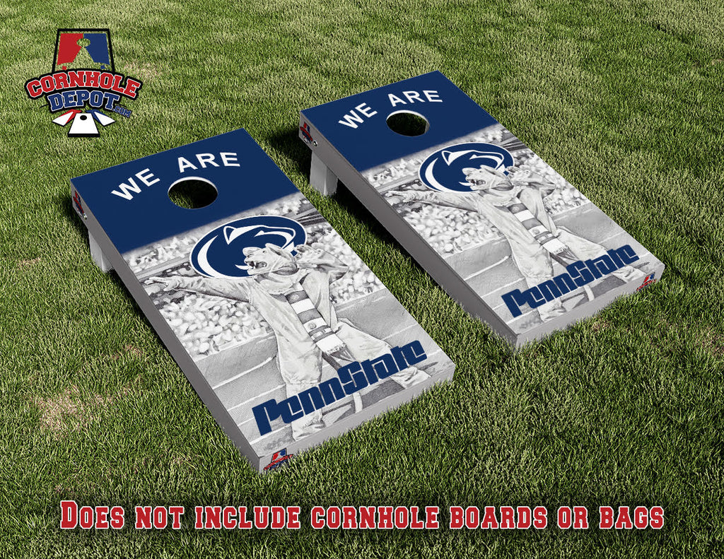 We Are Penn State Lions Cornhole Board Vinyl Wrap Skins Laminated Sticker Set Decal