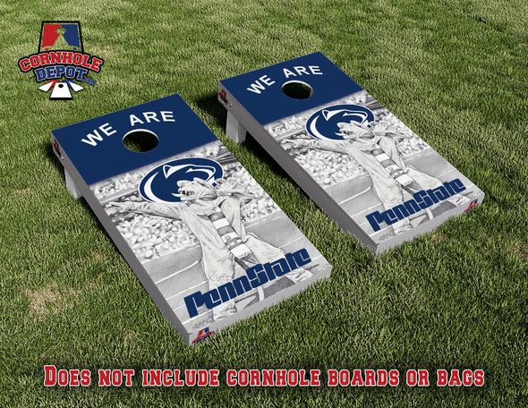 We Are Penn State Lions Cornhole Board Vinyl Wrap Skins Laminated Sticker Set Decal