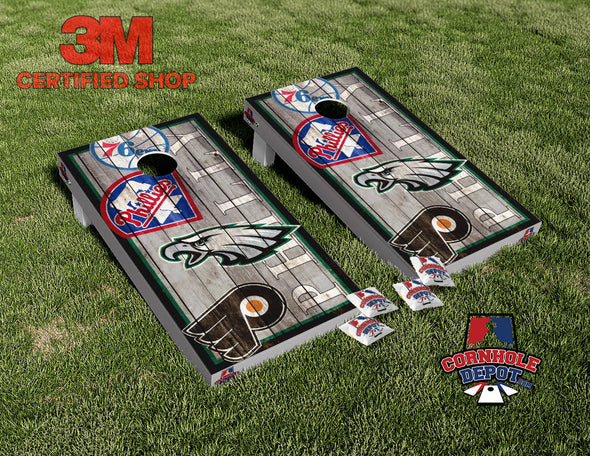 Philadelphia Phillies Mashup Washed Cornhole Board Vinyl Wrap Skins Laminated Sticker Set Decal