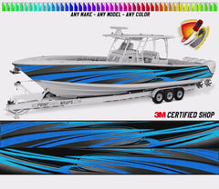 White and Black Zig Zag Lines Graphic Boat Vinyl Wrap Fishing Pontoon Sea Doo Water Sports Watercraft etc.. Boat Wrap Decal